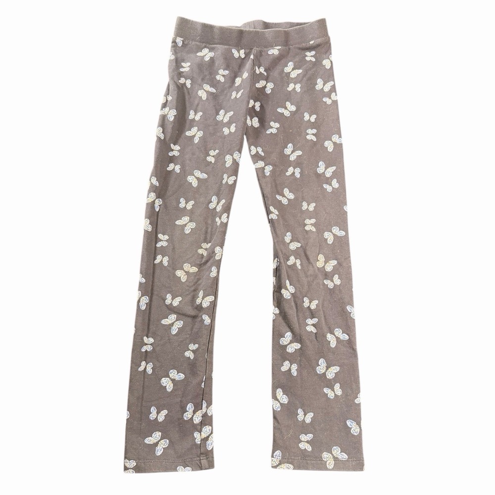HM Girls Gray Butterfly‎ Print Leggings Size 7-8Y Glitter Stretch Pants